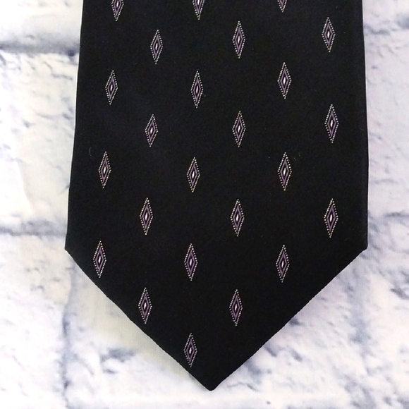 Calvin Klein Silk Tie Diamond Design Brown Purple White Necktie - Picture 1 of 6
